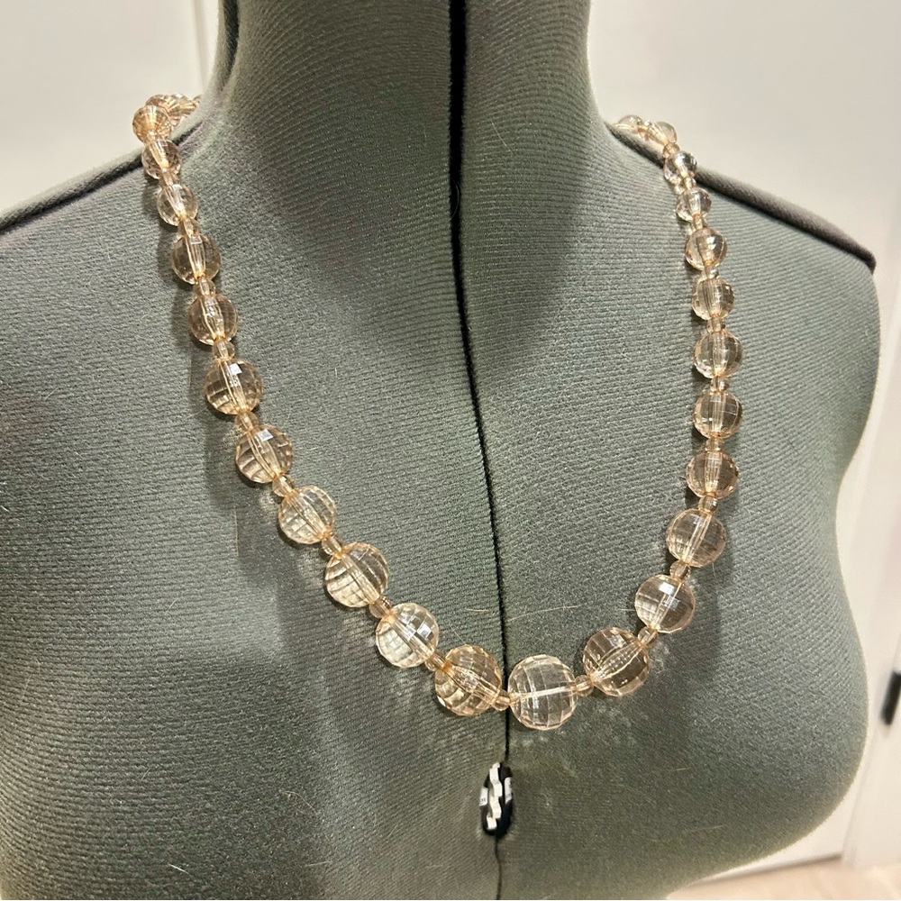 Clear faceted acrylic beaded necklace - champagne color